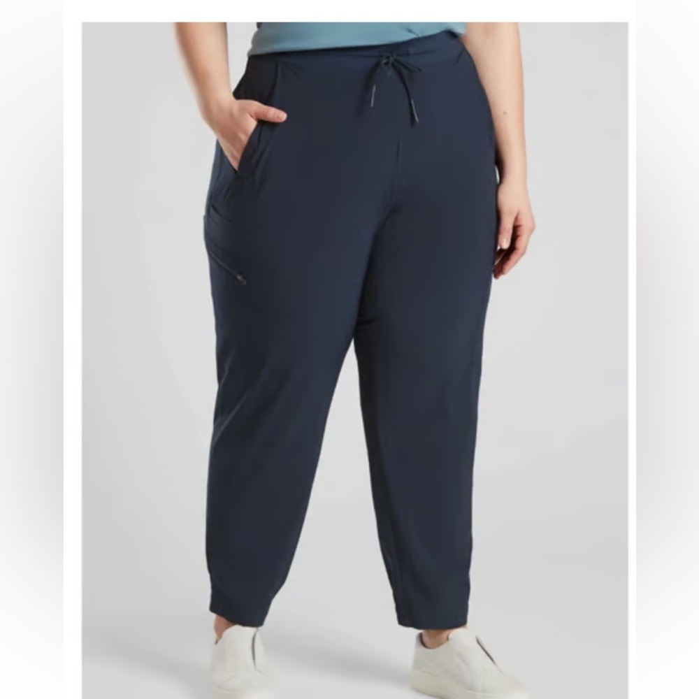 Athleta Venture Pant Women's Jogger Relaxed Navy Blue Size 18 Drawstring